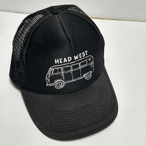 Head West Camping Travel Van Men's Black Hat Snapback Adjustable Cap Baseball
